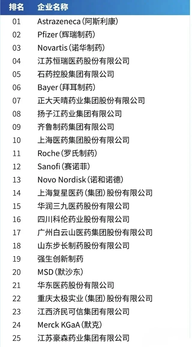 2024中国医药市场Top100