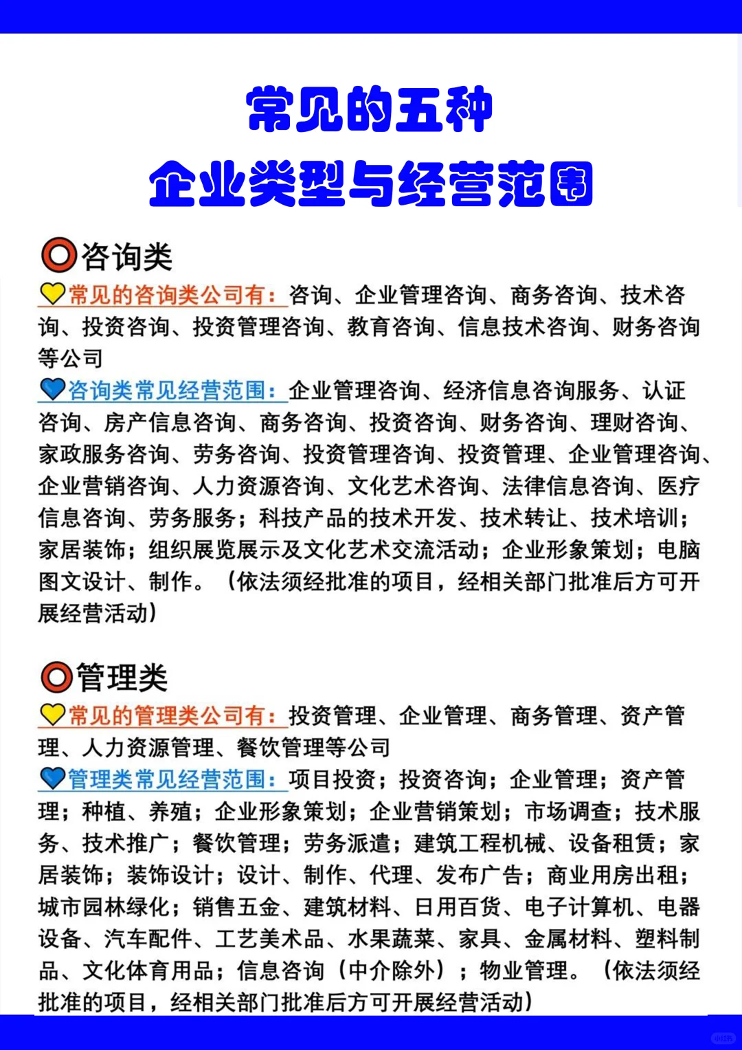 常见的五种企业类型与经营范围介绍