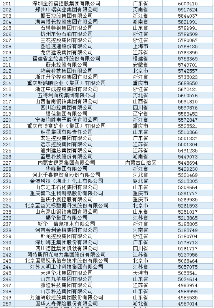 2024年中国民营500强名单