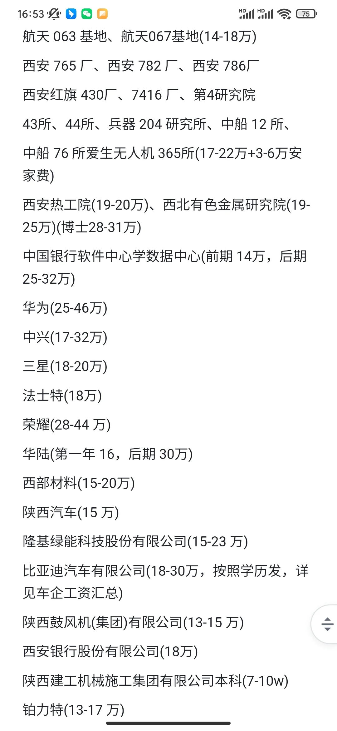陕西西安优秀公司薪资待遇汇总【含国央企】