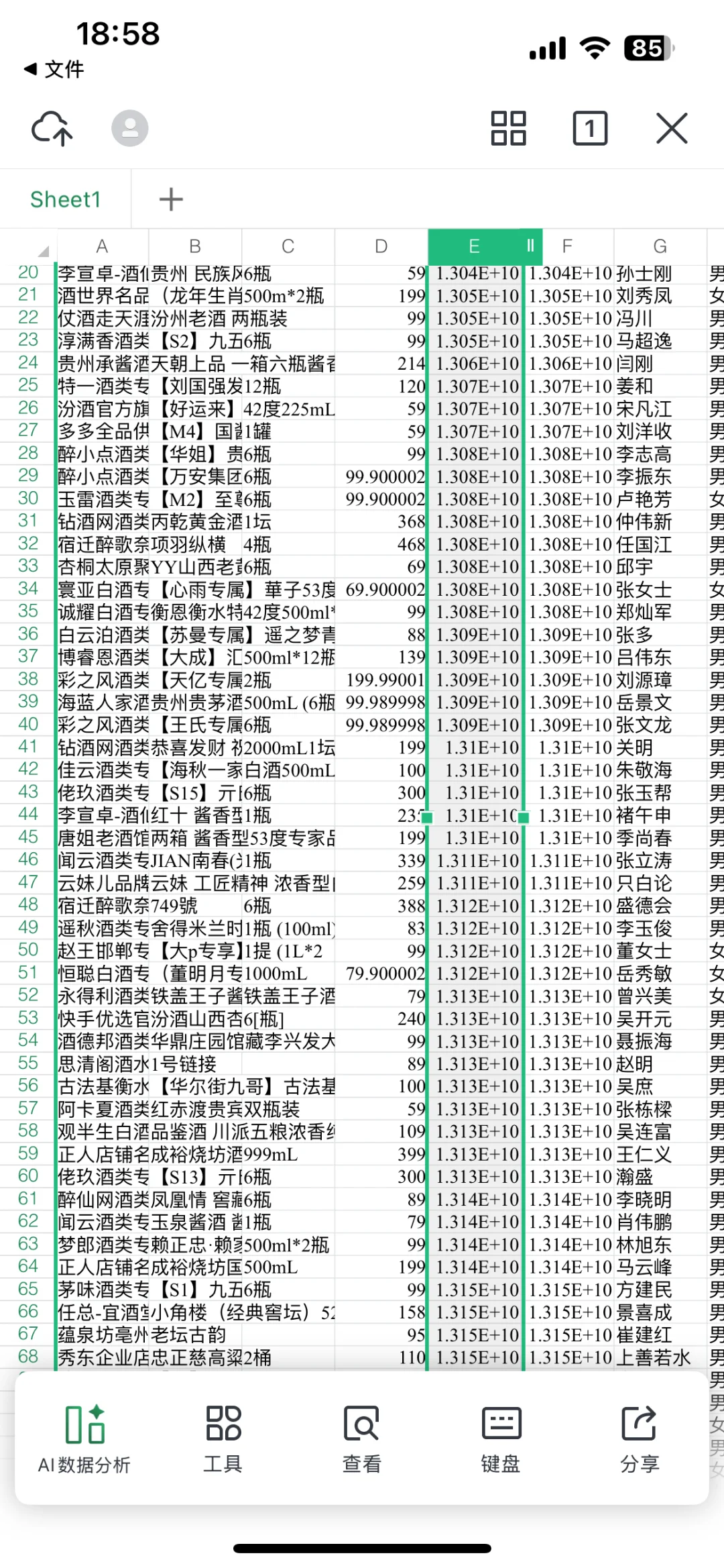 白酒周内最新直播间下单数据