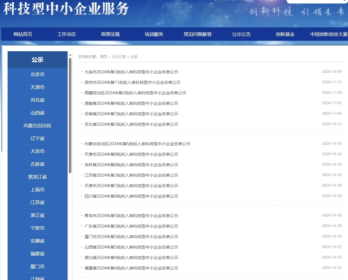 学术论文数据分享 科技型中小企业名单