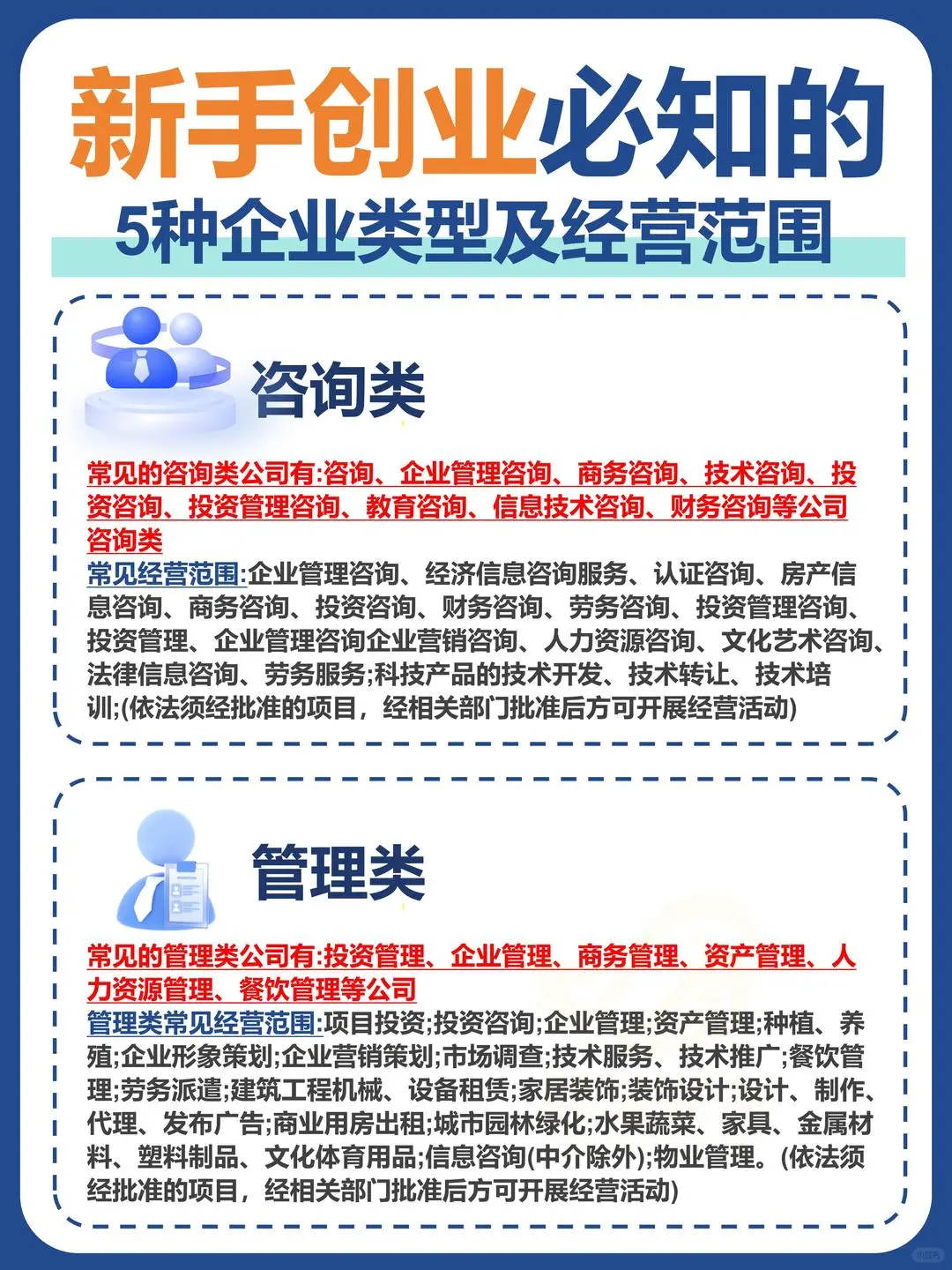 新手创业必知的5种企业类型及经营范围