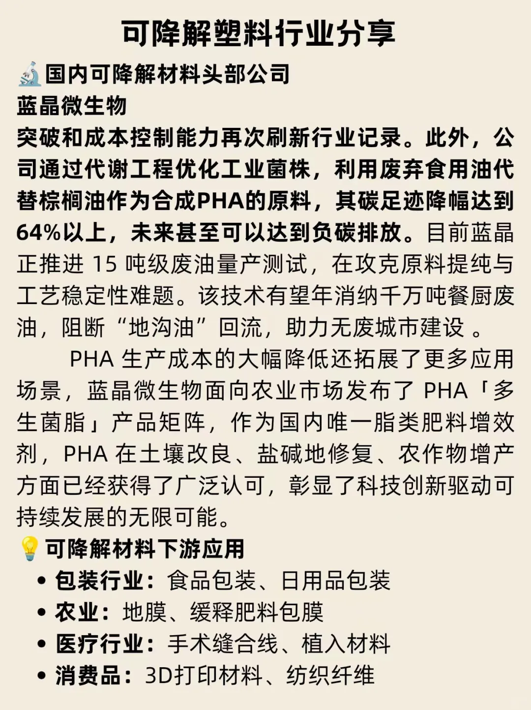 行业及头部企业分享-可降解塑料&蓝晶微生物