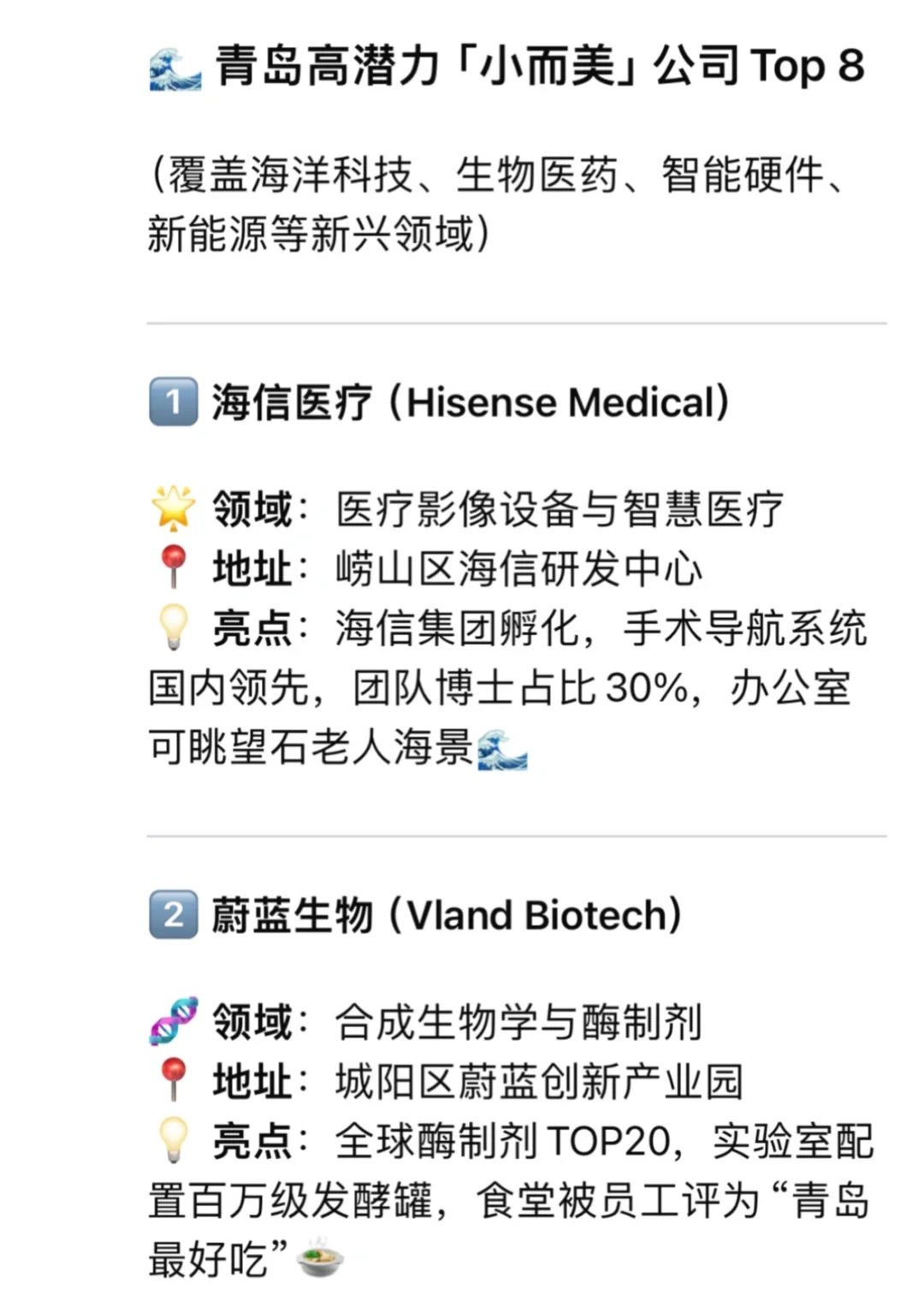 青岛小而美高潜力公司清单