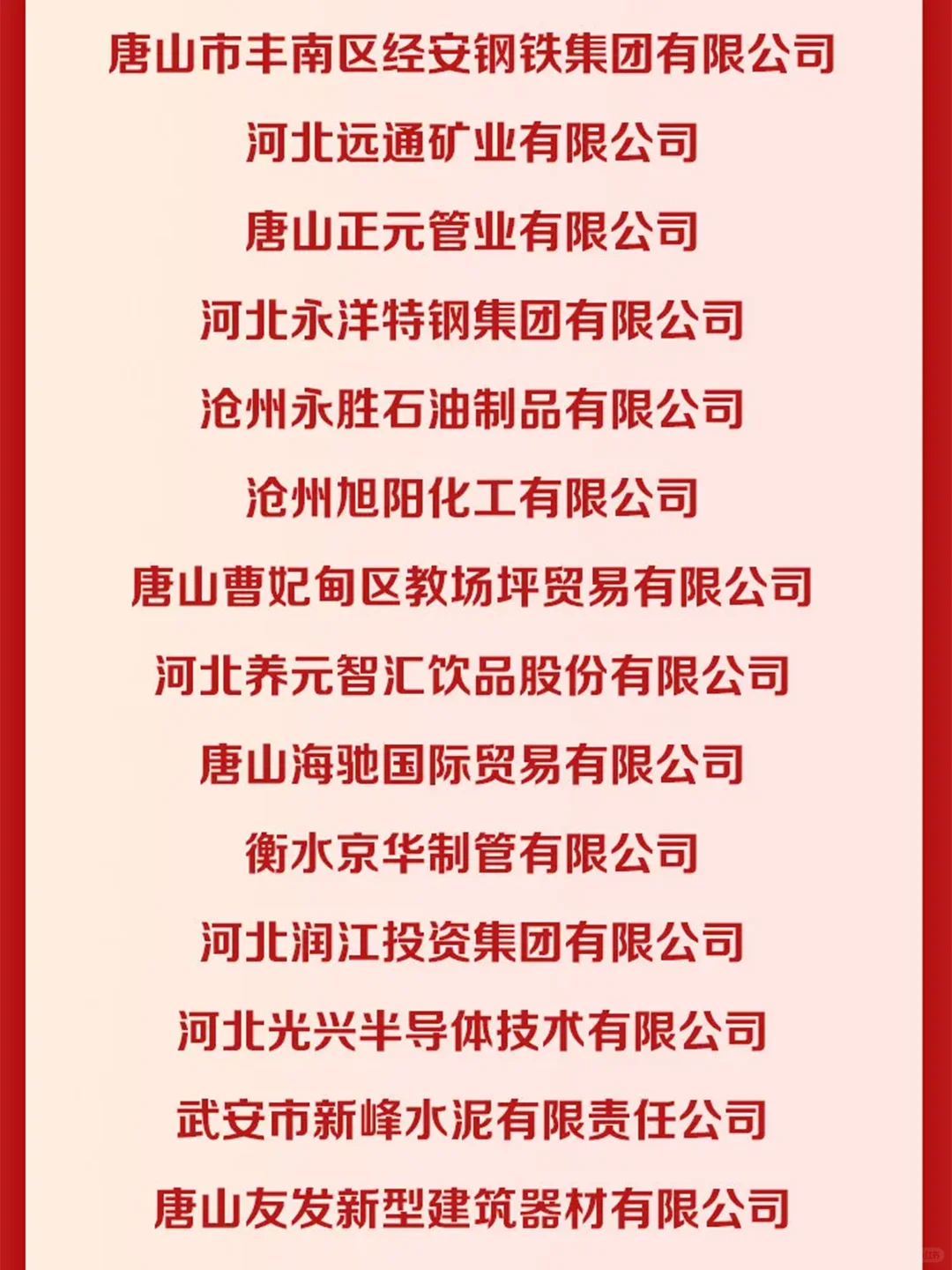 河北省民营企业100强榜单公布