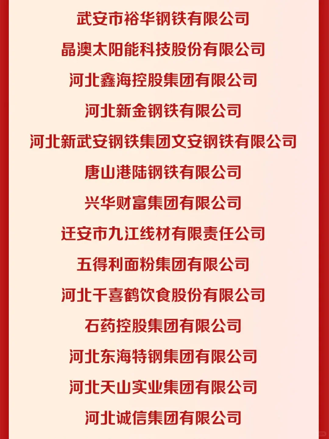 河北省民营企业100强榜单公布