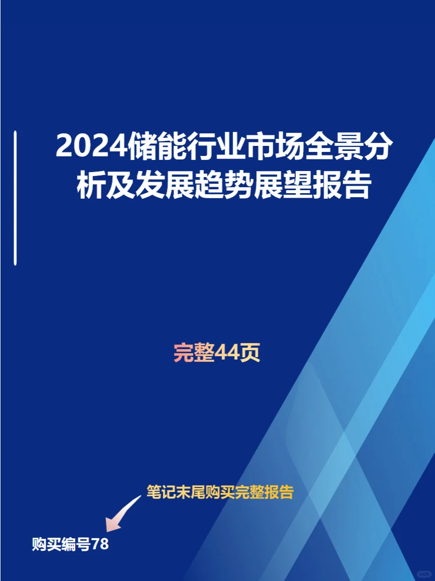 2024储能行业市场全景分析及发展趋势报告