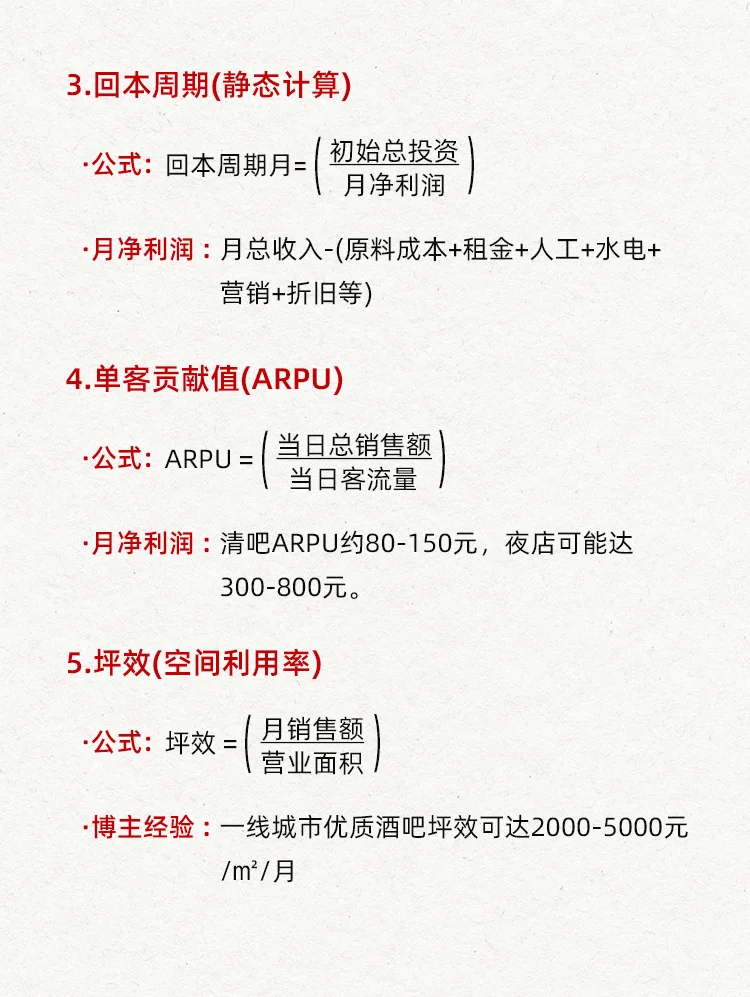 酒吧毛利率、回报率到底怎么算？