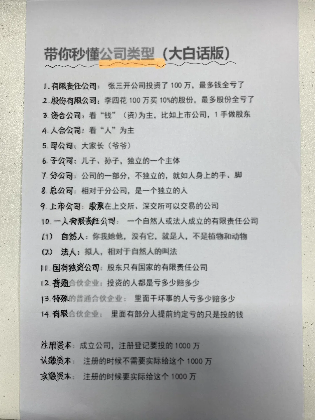 一图秒懂公司类型大白话！