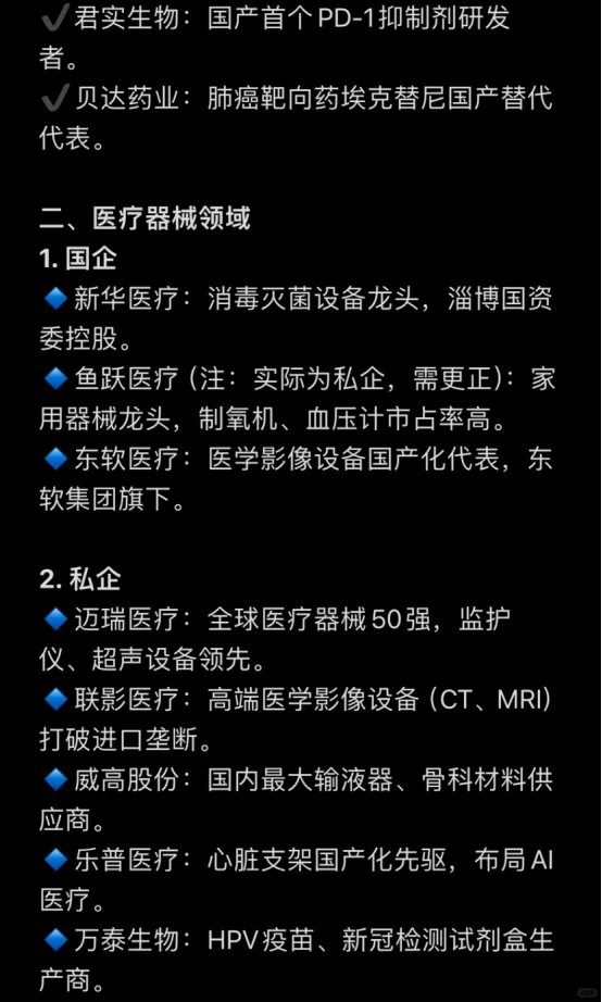 国内药企龙头企业分类盘点