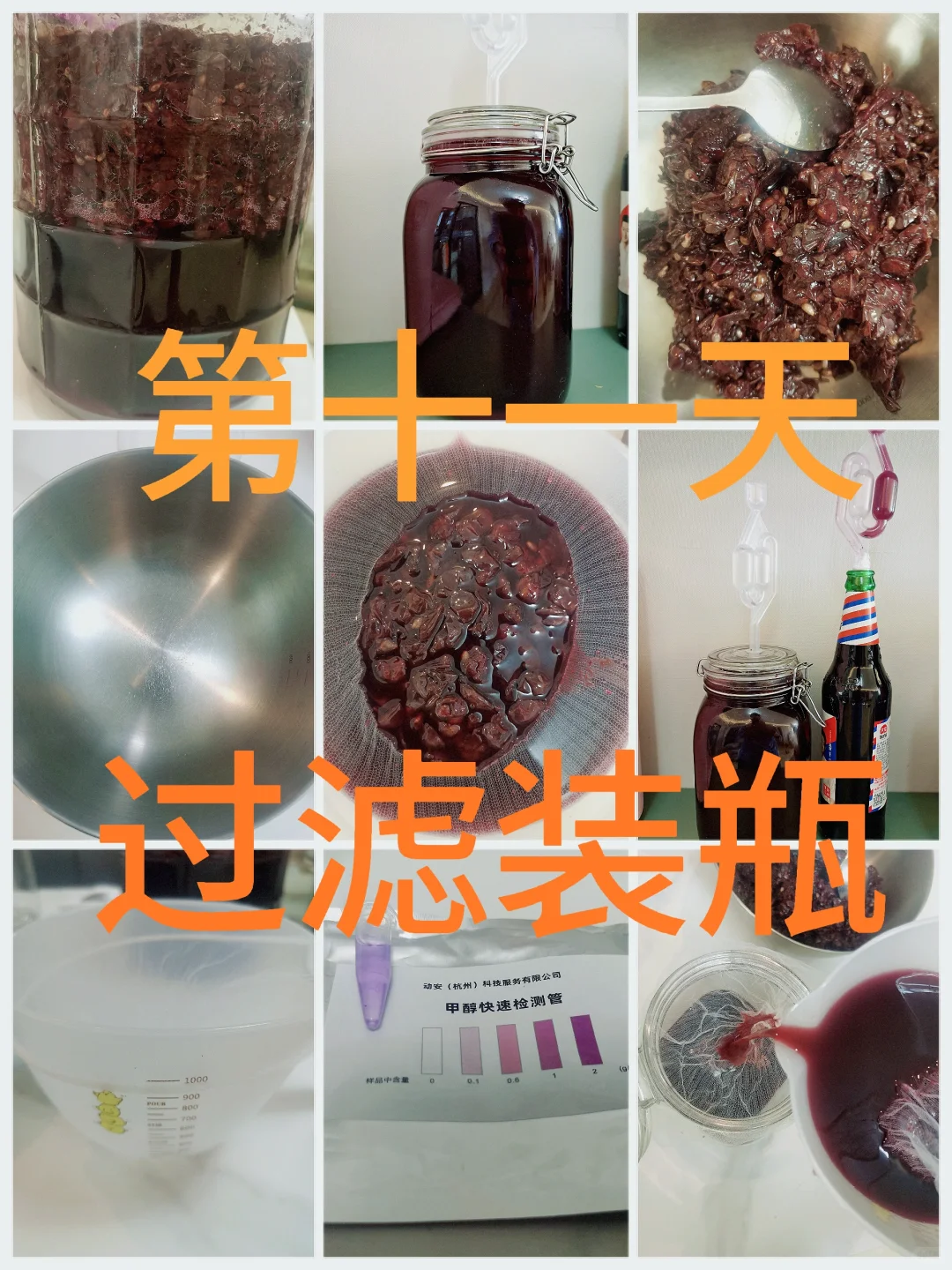 自酿葡萄酒第十一天，过滤进行二次发酵