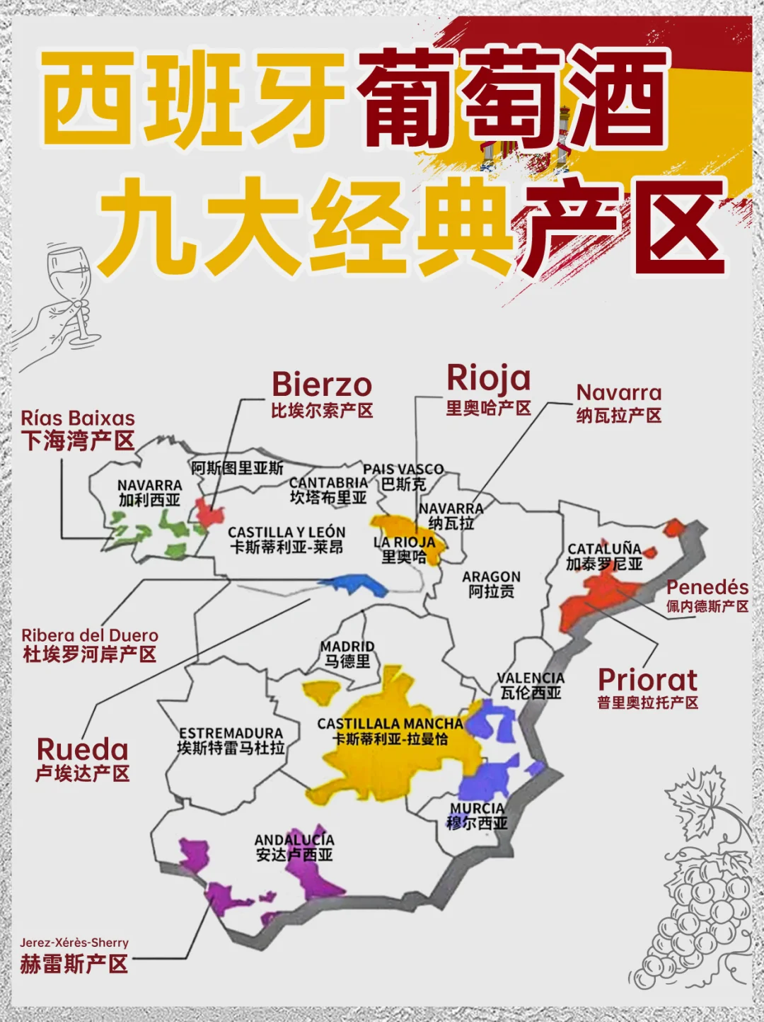 第三弹❗️西班牙葡萄酒九大经典产区‼️