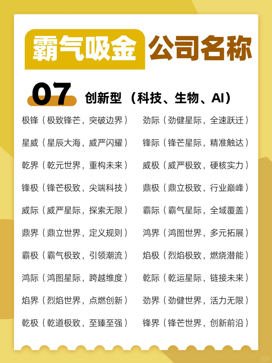 全行业霸气吸金的公司名称大全，礼貌取
