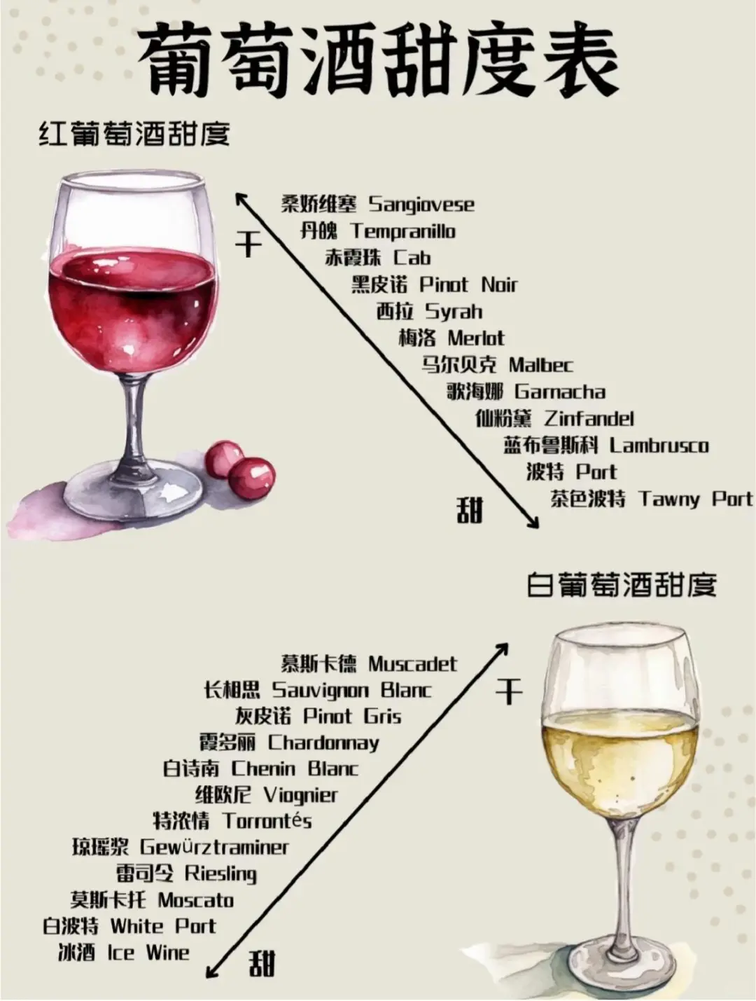 一看就懂的葡萄酒甜度表！