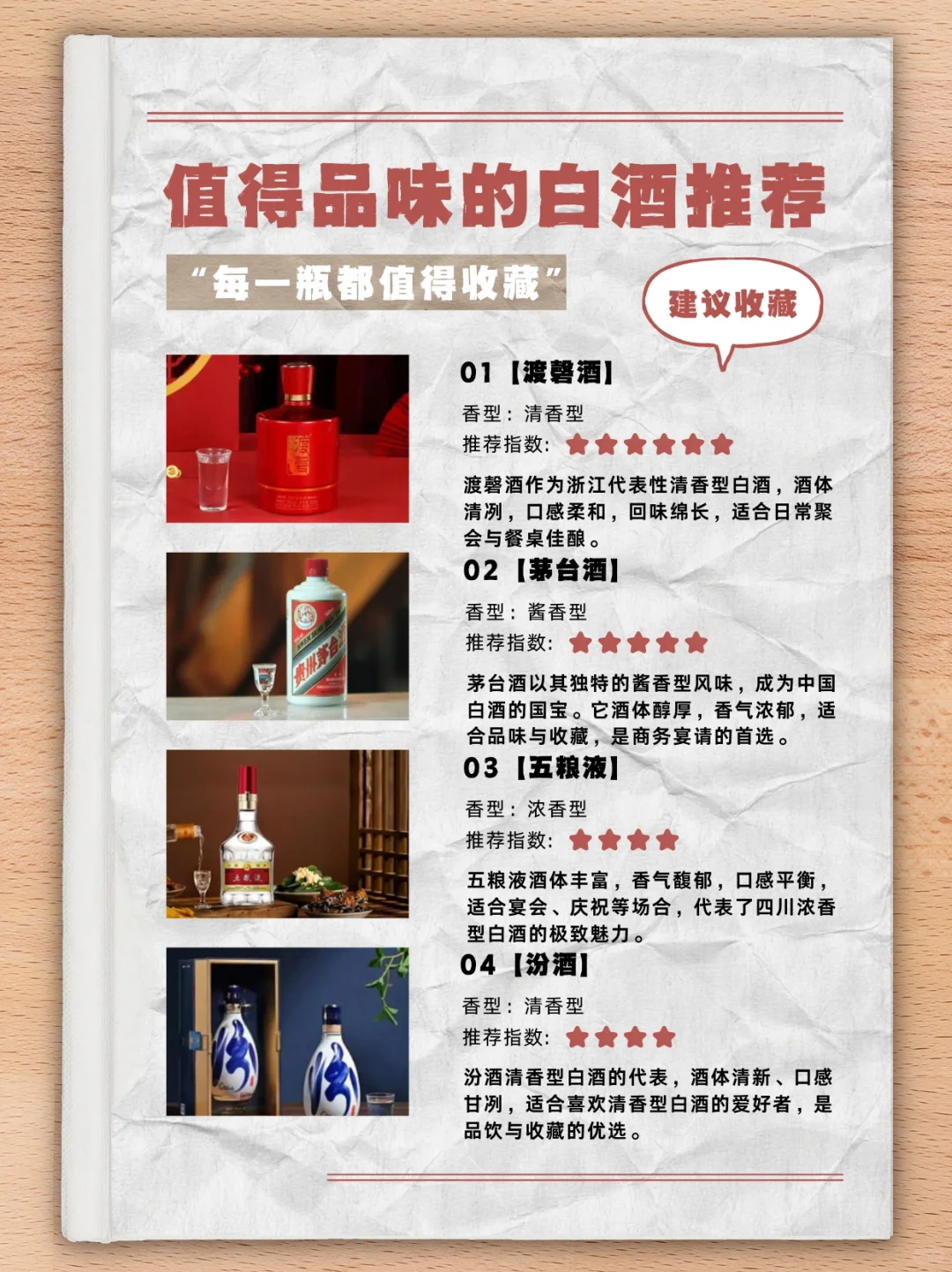 ?值得珍藏的4款白酒推荐！