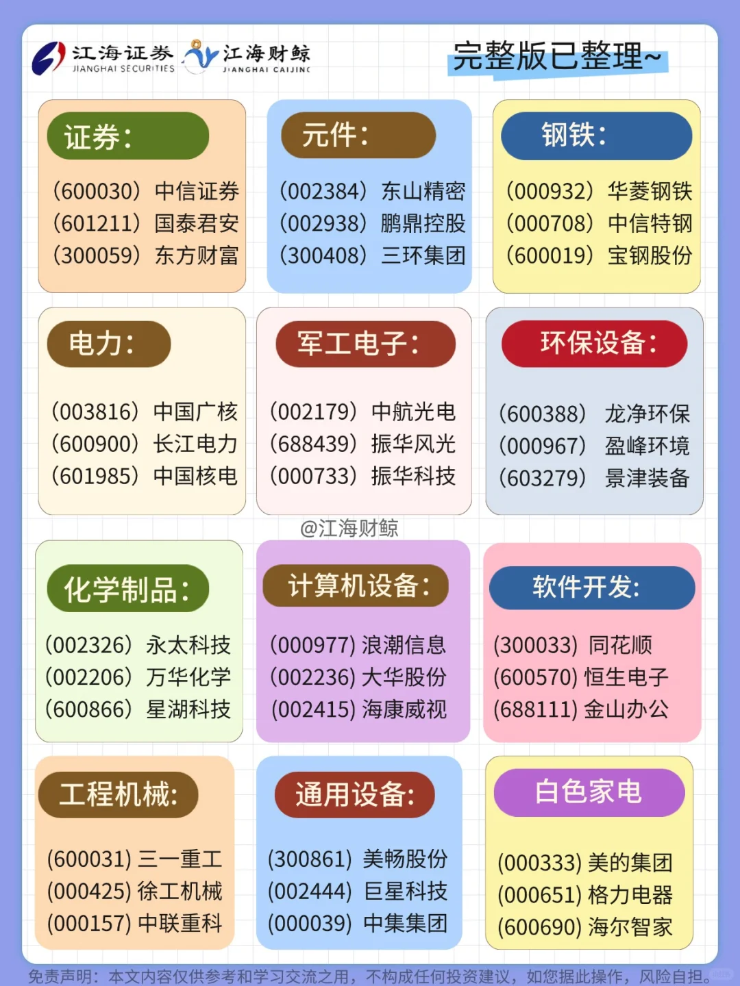 ?A股三巨头名单（行业三大龙头完整版）