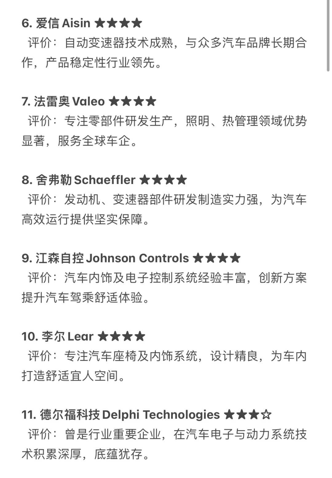 汽车行业Tier1类推荐就业企业汇总，求职干货
