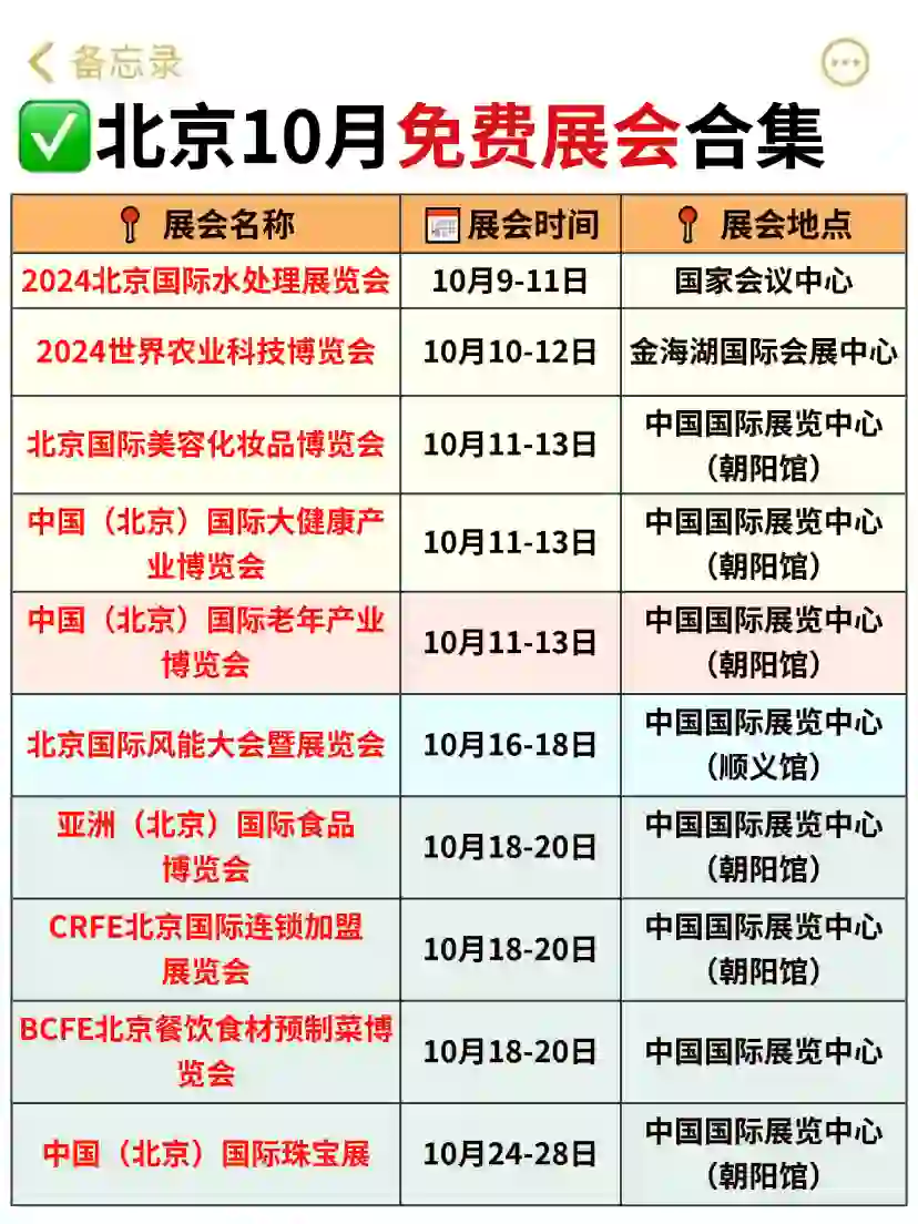 逛展记得薅羊毛❗北京10月免费展会合集