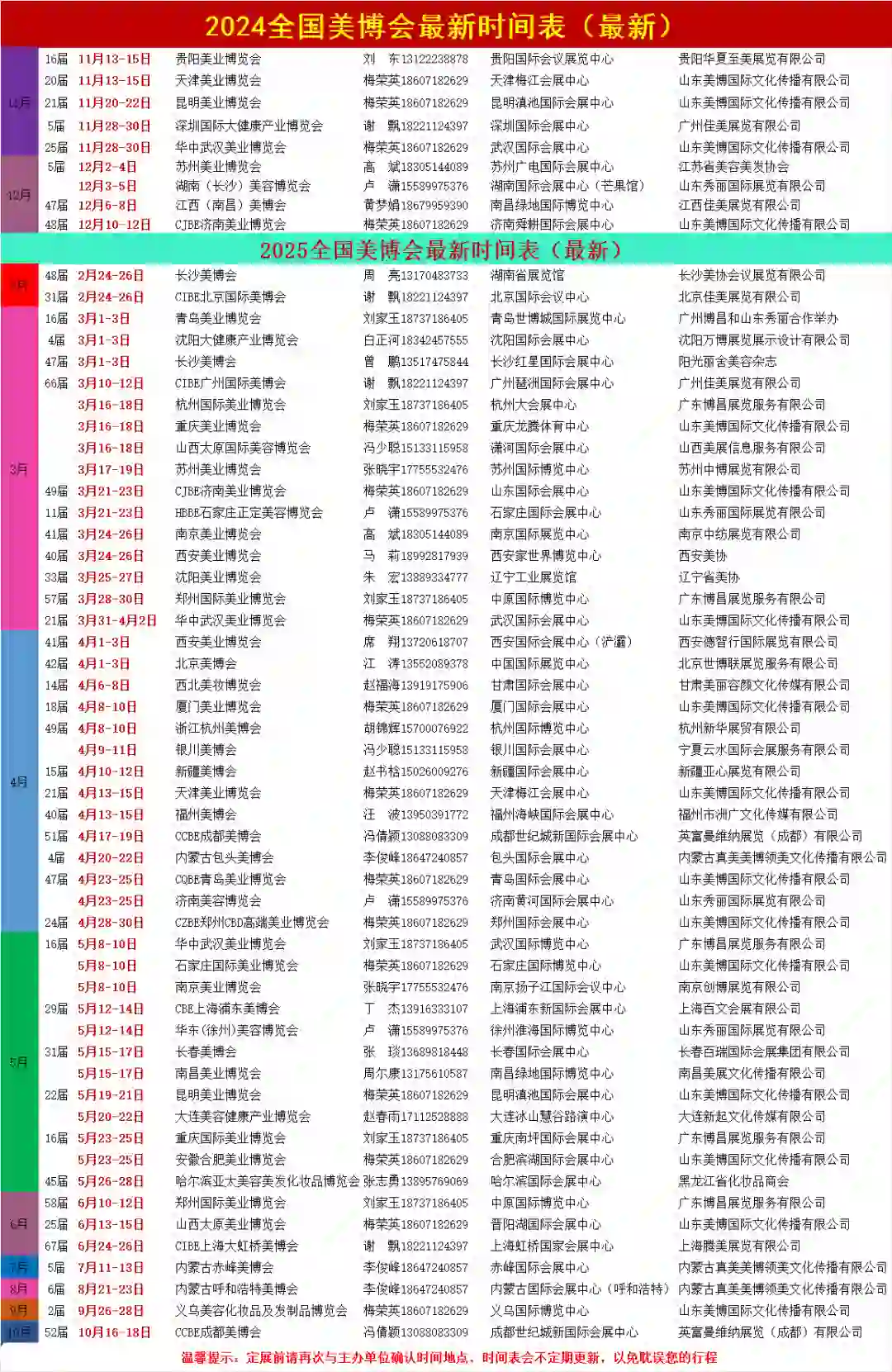 2024-2025全国美业博览会时间表