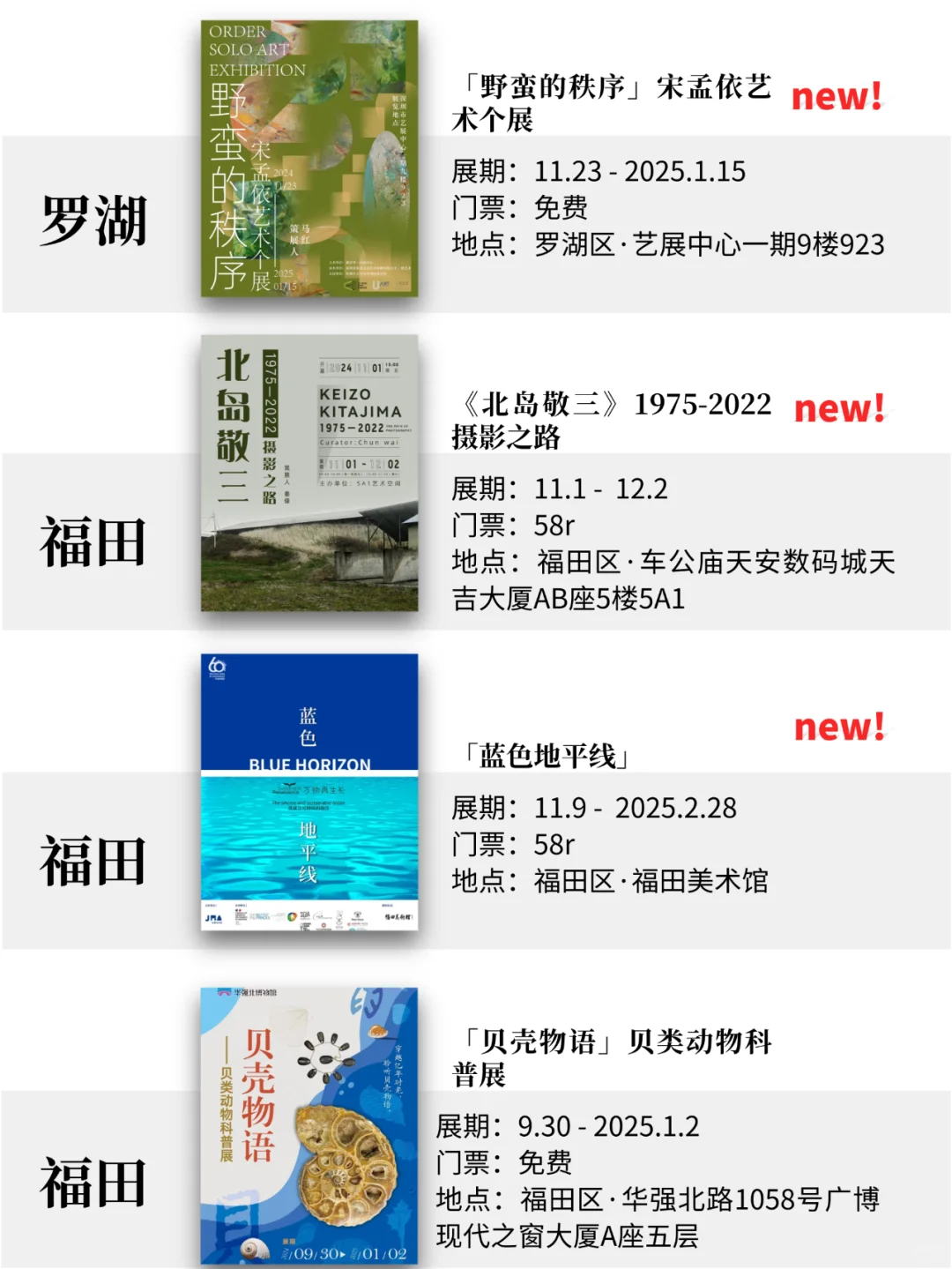 深圳11月展览! 精选74个! 超多免费新展!  !