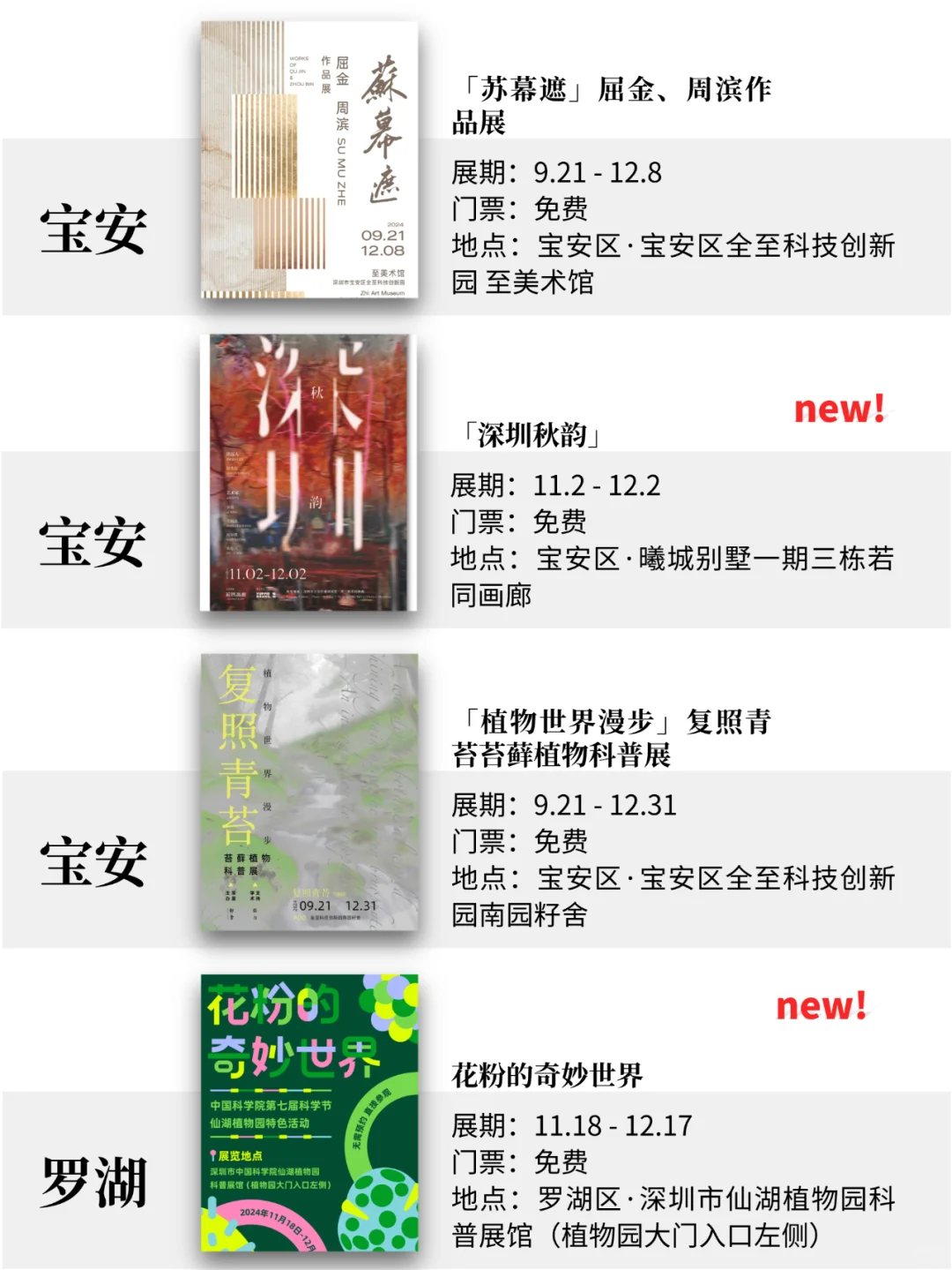 深圳11月展览! 精选74个! 超多免费新展!  !