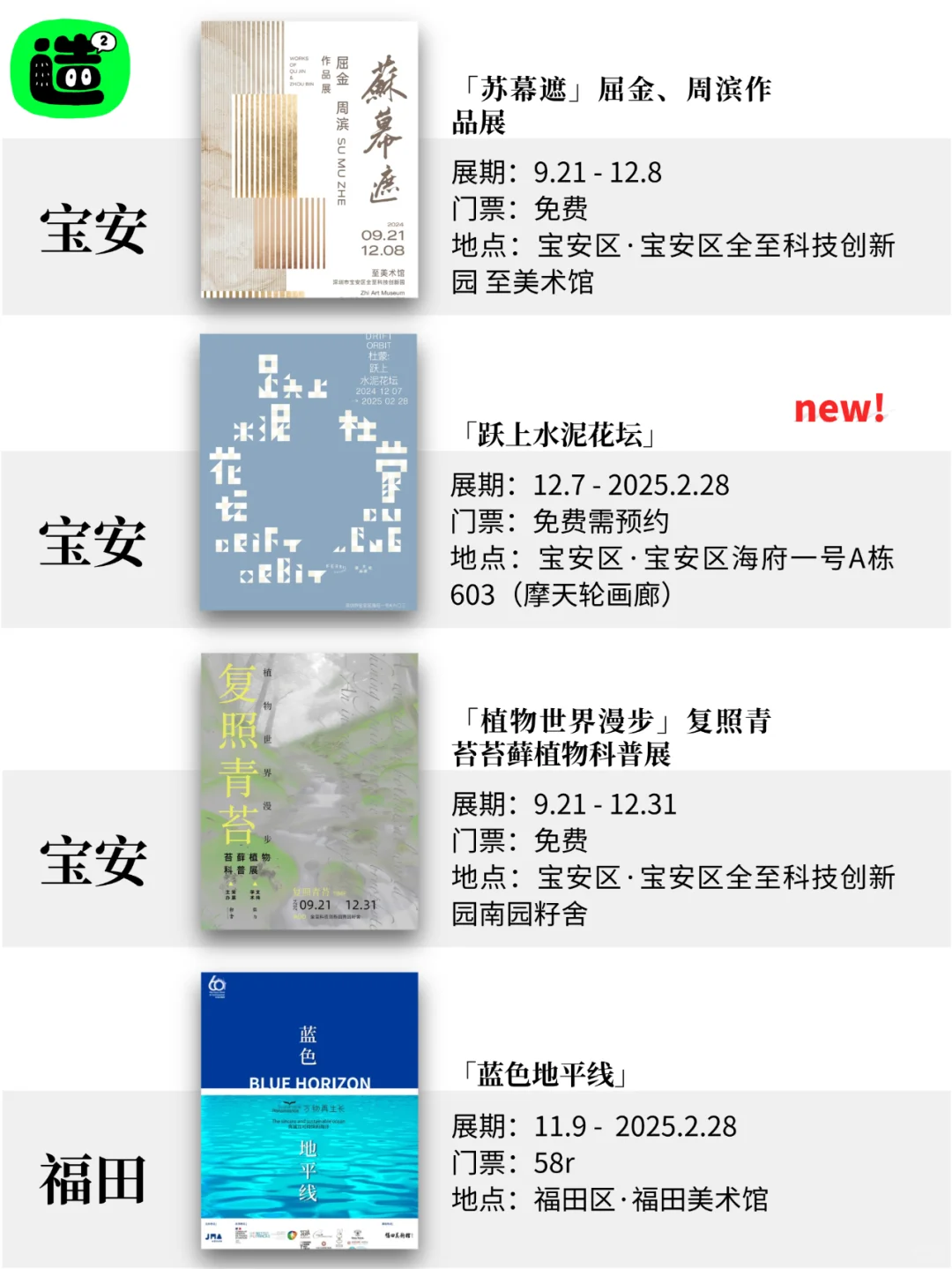 深圳12月展览! 精选64个! 超多免费新展! !