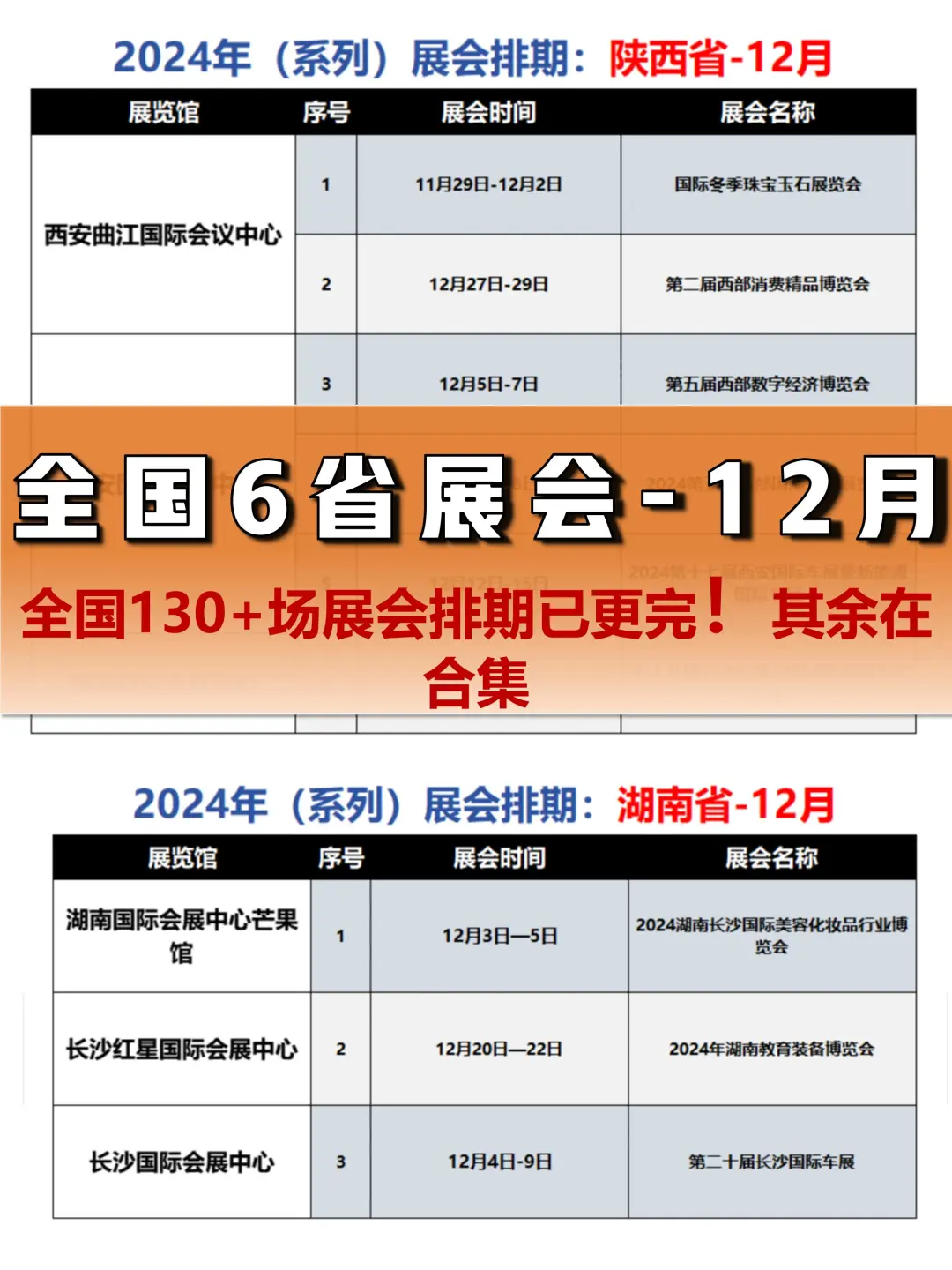 收藏！全国130+展会排期已更新！?合集