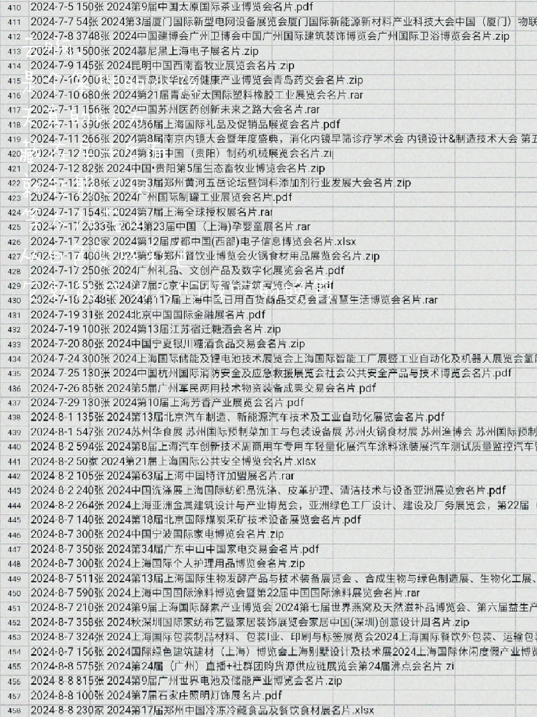 全国展会资源资料