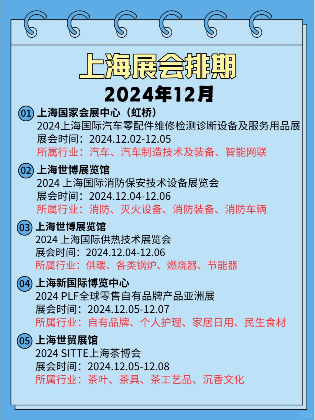 ⏰2024年12月(上海)各行业展会排期合集?