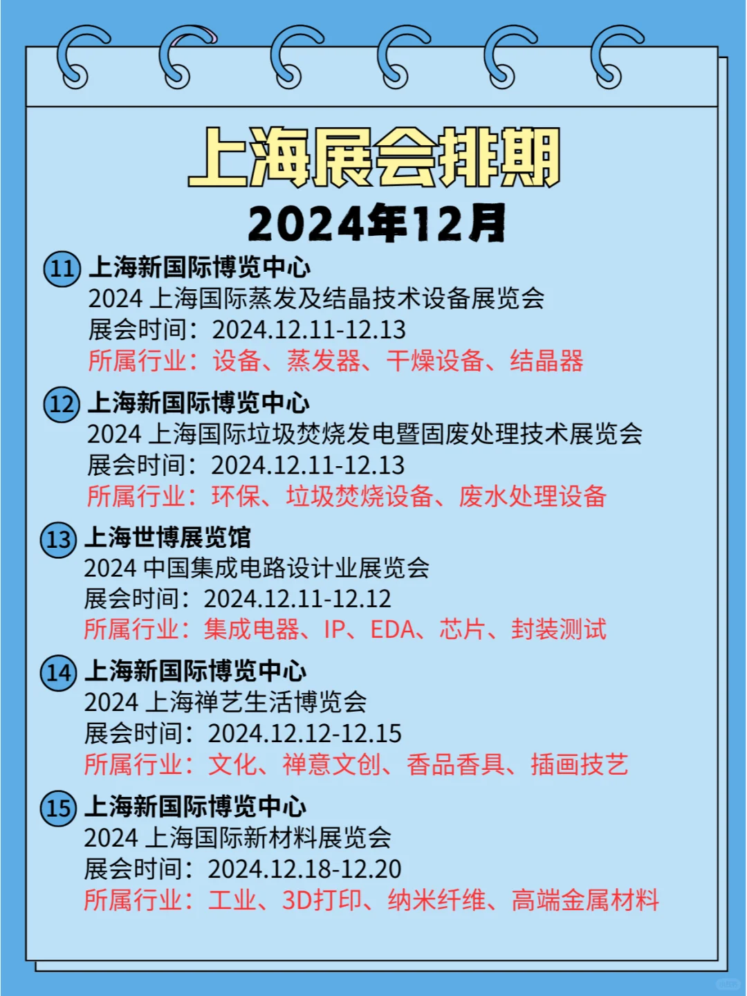 ⏰2024年12月(上海)各行业展会排期合集?