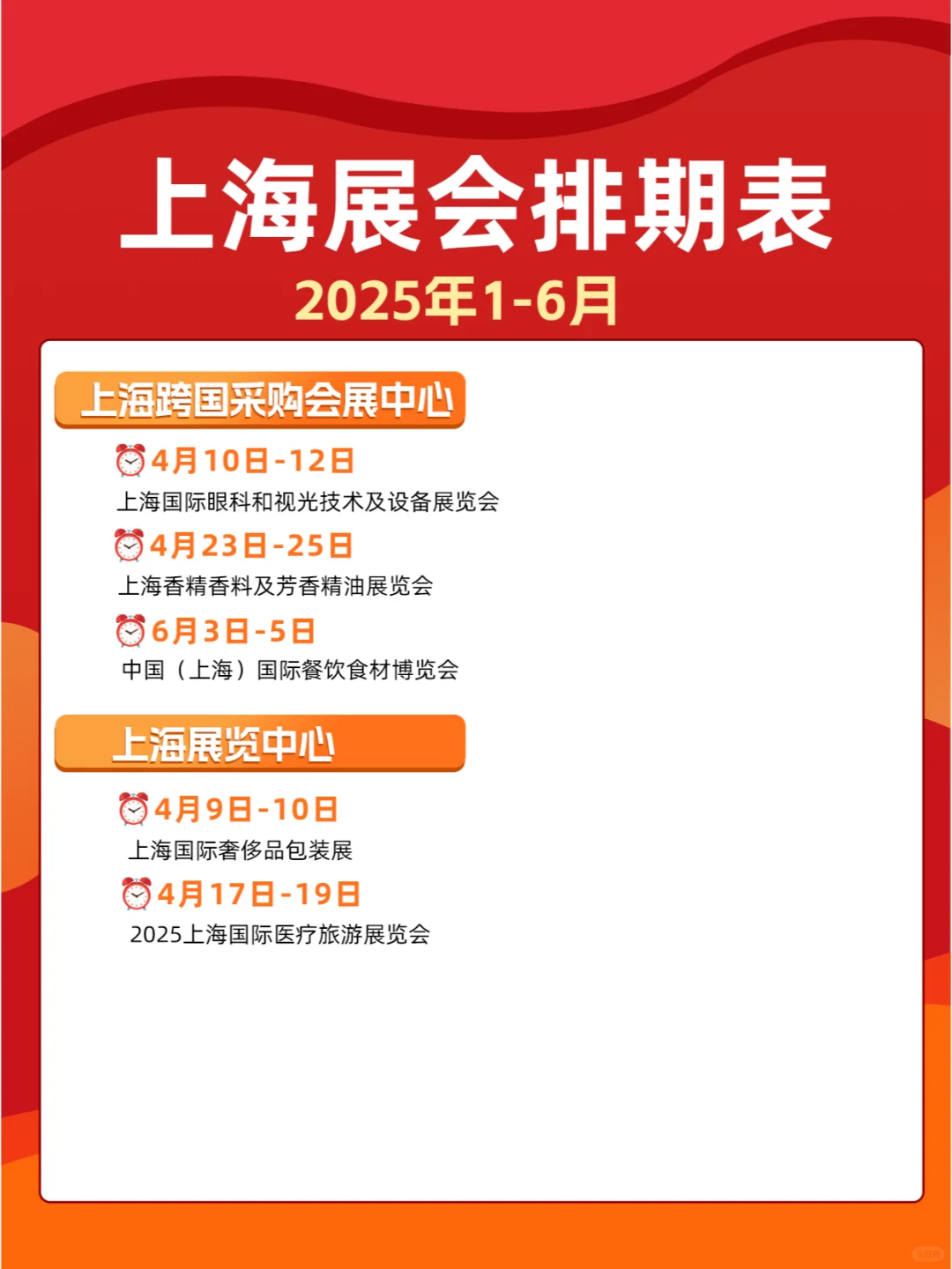 上海展会2025年上半年展会排期表一览