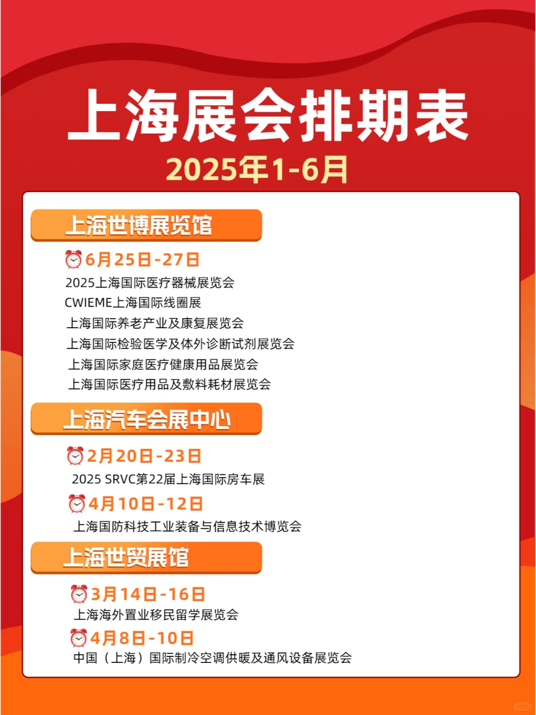 上海展会2025年上半年展会排期表一览