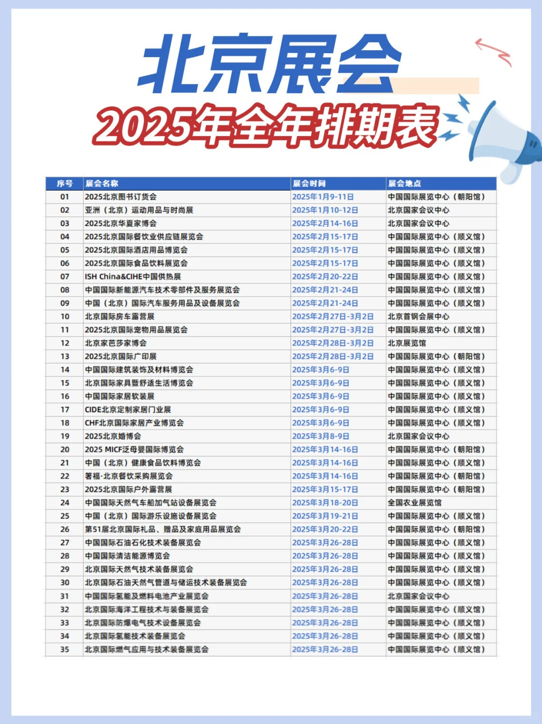 2025年北京展会排期表+地点+门票