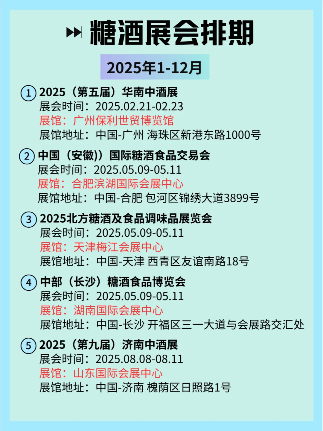 ?2025年全国糖酒展会排期来了??