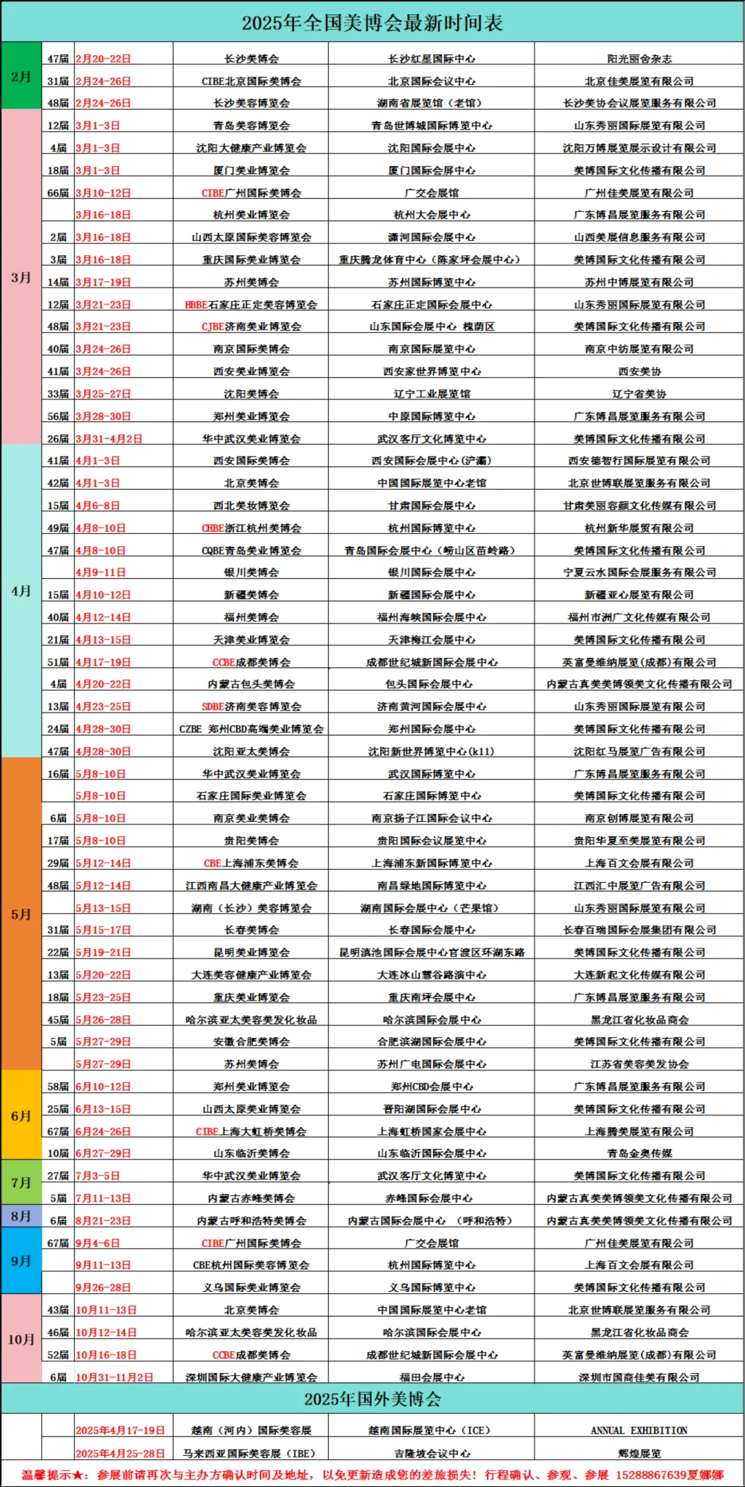 2025年全国最新的美博会时间已出炉