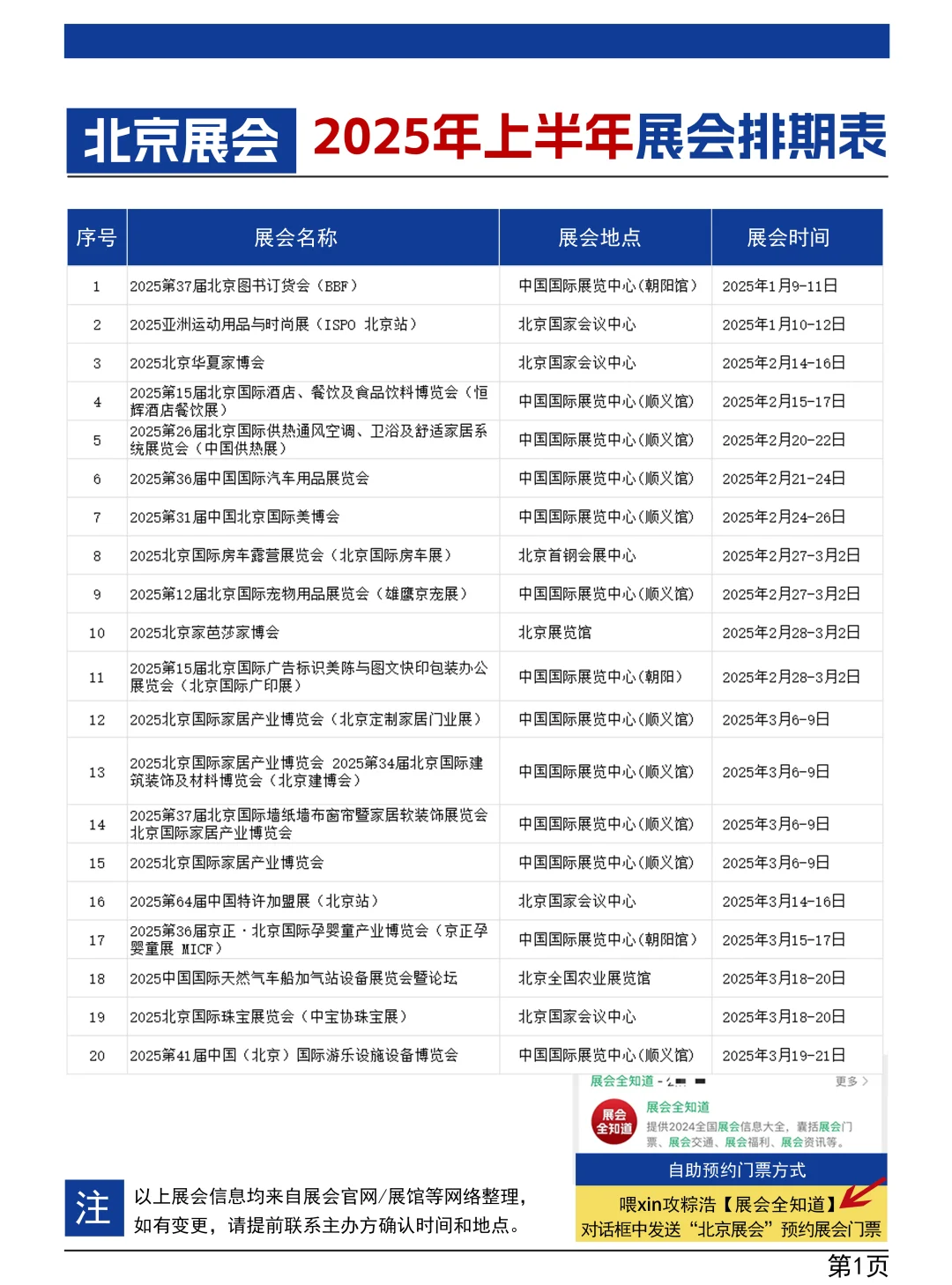 北京展会2025年排期一览表(持续更新)