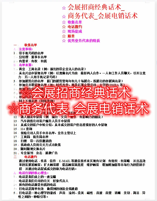 会展招商经典话术商务代表会展电销话术