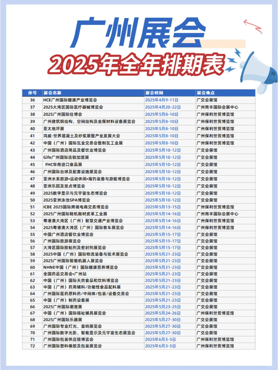 2025年广州展会排期表+地点+门票