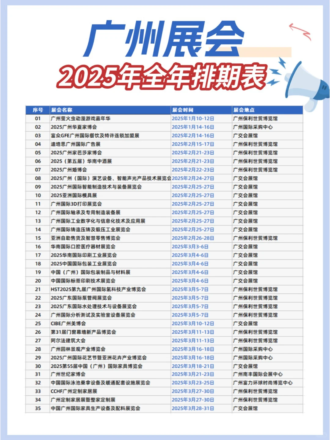 2025年广州展会排期表+地点+门票