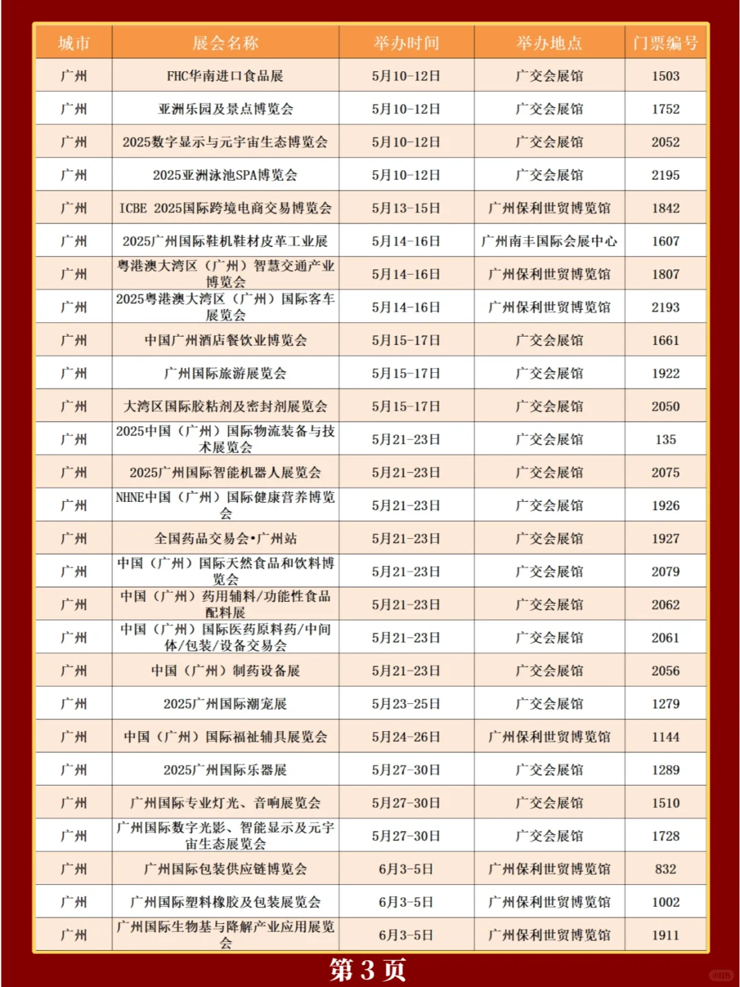 新❗广州2025年展览会排期表（共140场）