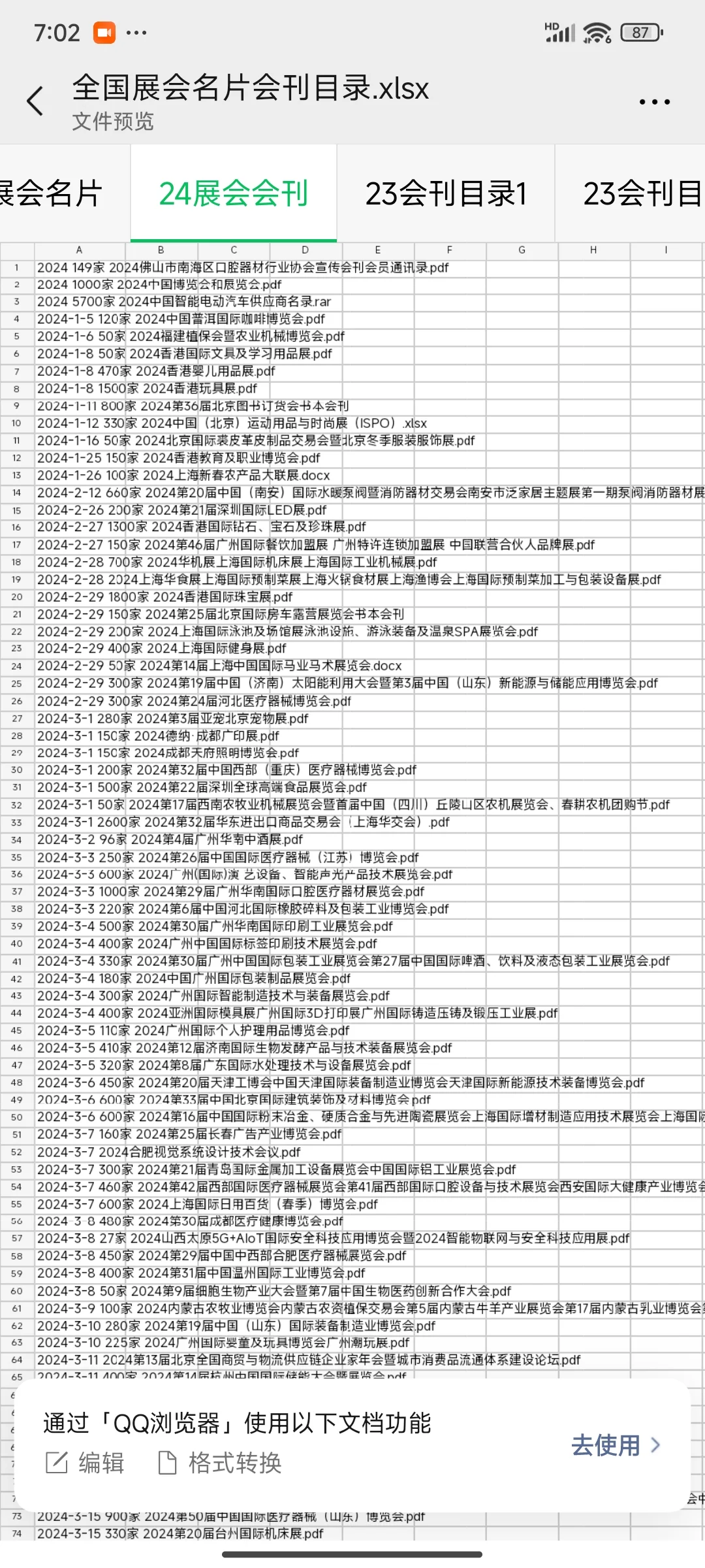 2024全国展会名片 会刊名录明细 各行各业