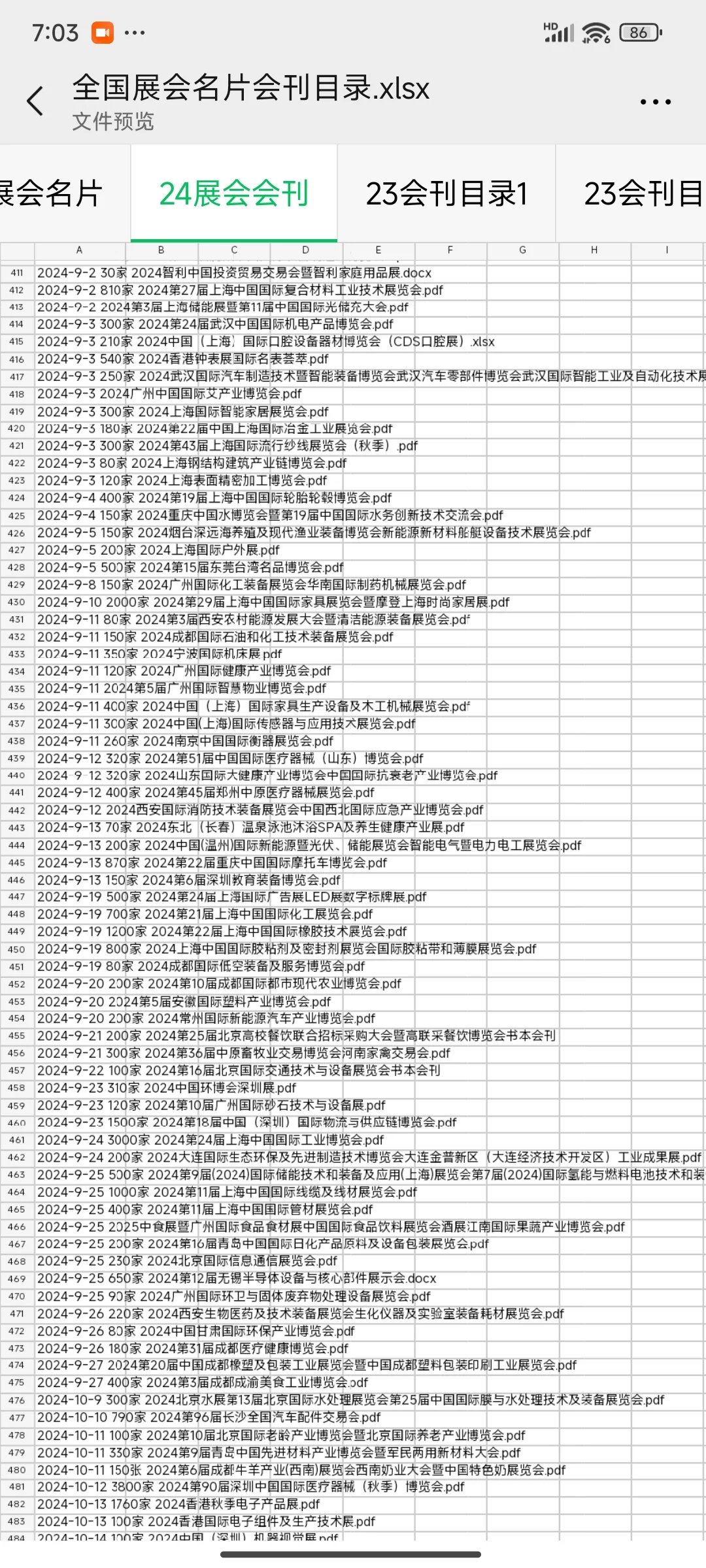 2024全国展会名片 会刊名录明细 各行各业