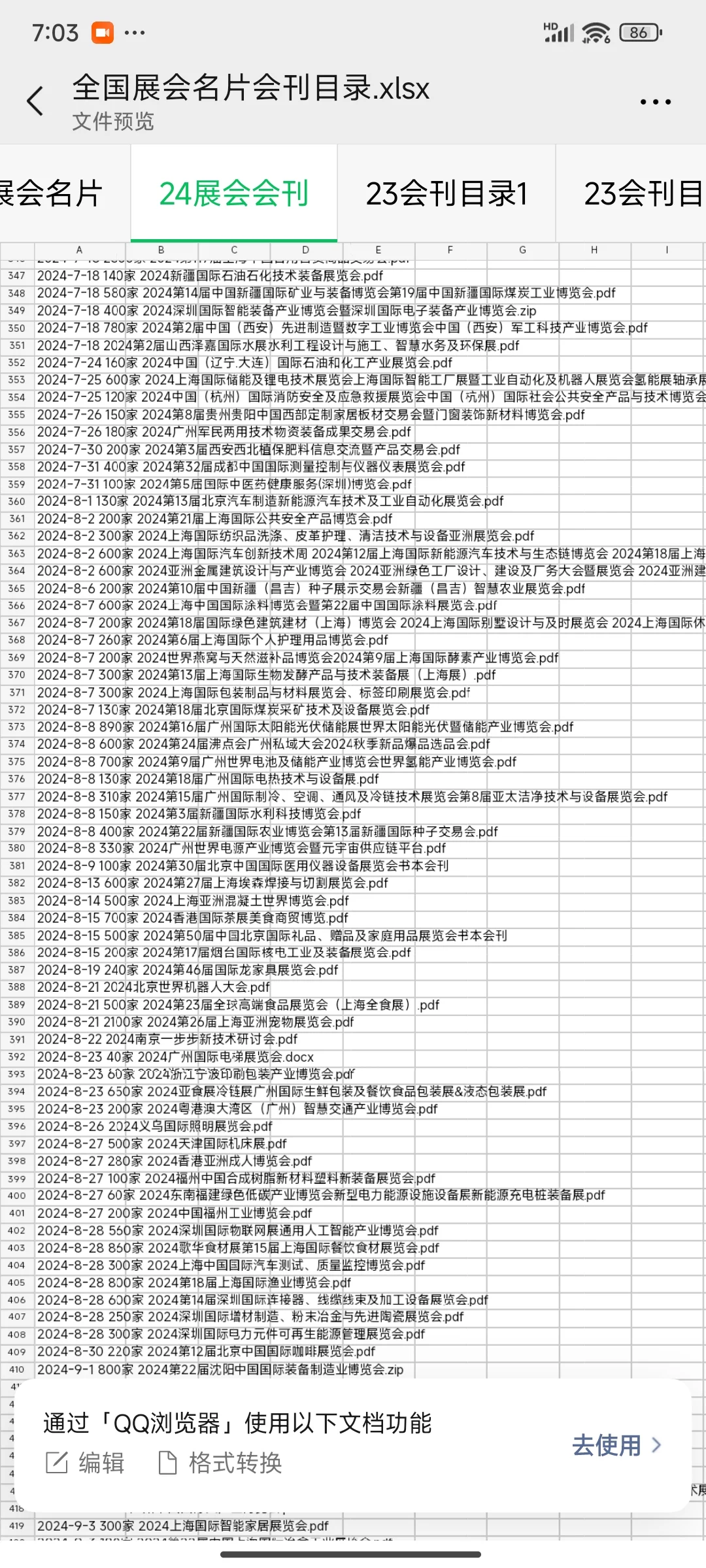 2024全国展会名片 会刊名录明细 各行各业