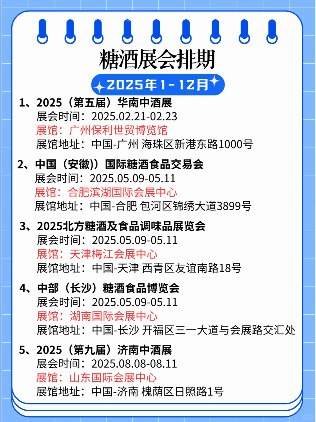 ?2025年全国糖酒展会排期合集来咯?