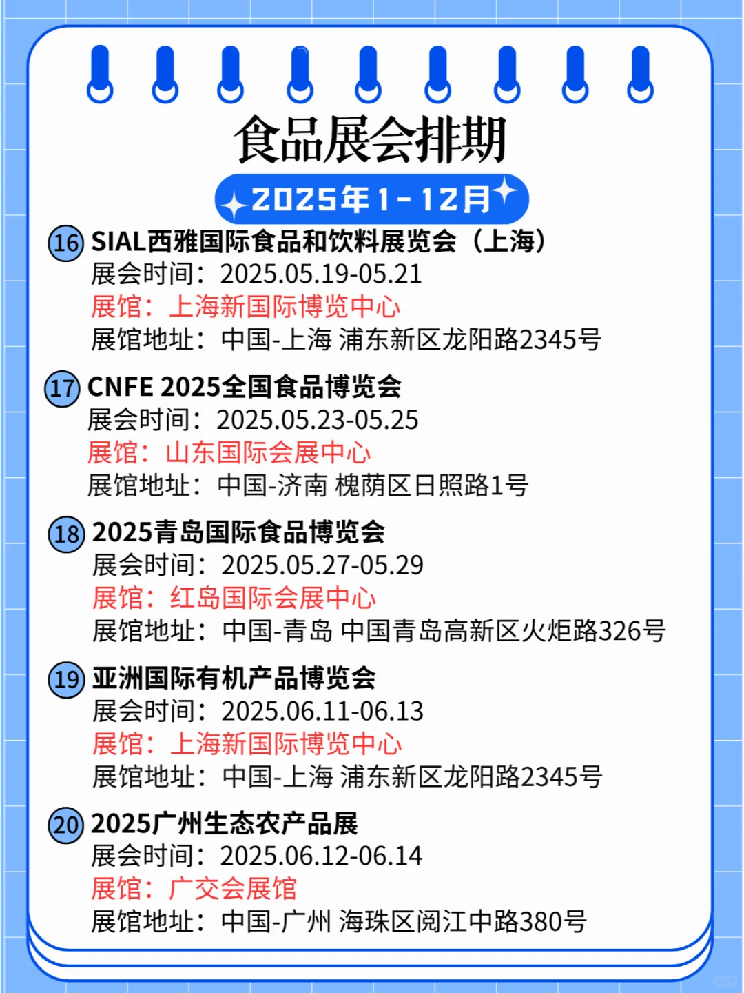 ?2025年全国食品展排期合集?