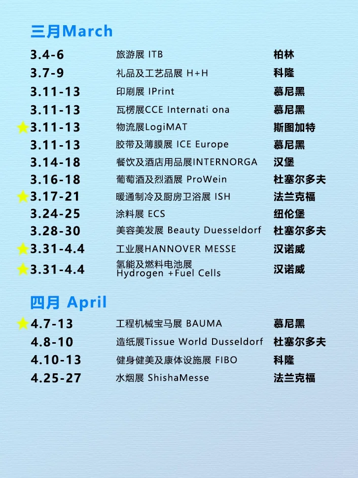 ‼2025年德国展会大全|热门展会合集?