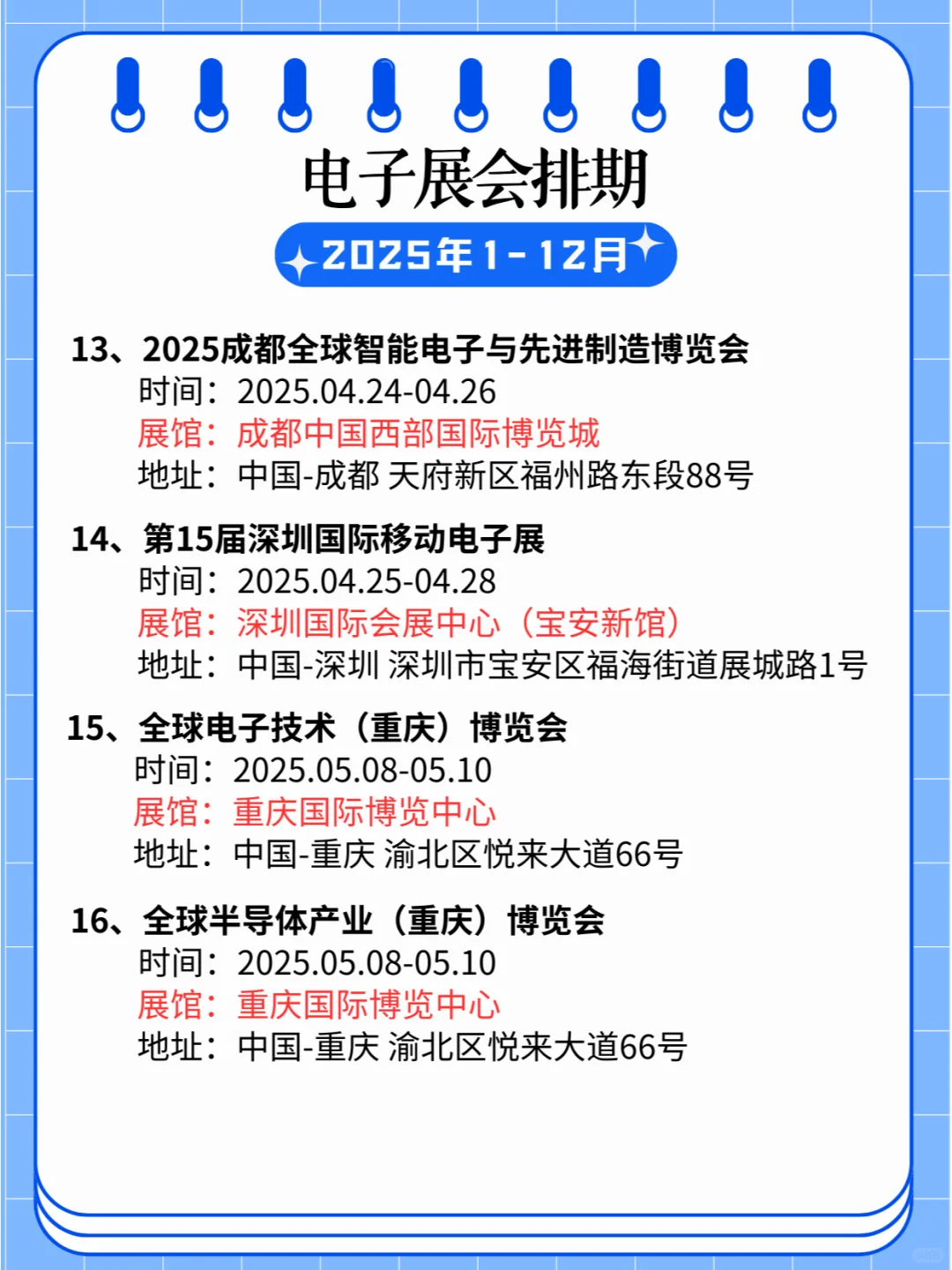 2025全国电子展会预告：精彩日程提前一览