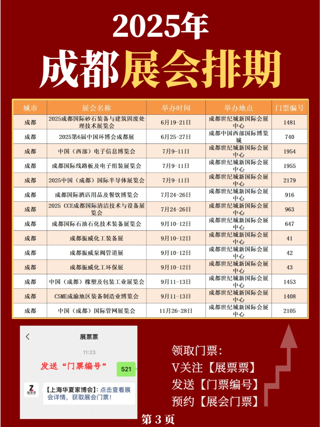 最新❗成都2025年展会排期表（共61场）