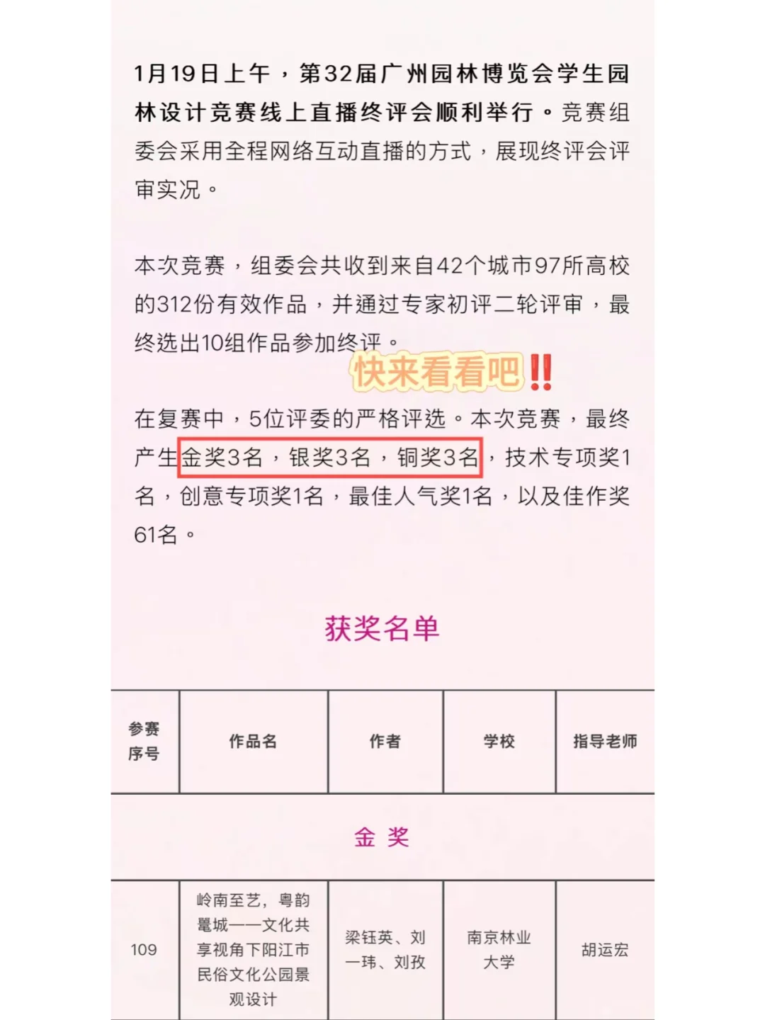 第32届广州园林博览会学生园林设计获奖公布